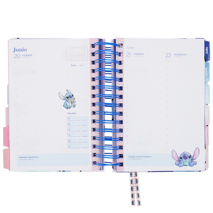 Agenda Mooving 2026 Stitch 14 x 20 cm Dia por Pagina Espiralada Art.1418246